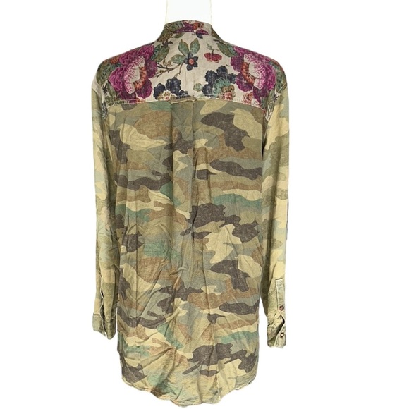 Anthropologie Pilcro Camo Leopard Floral Print Relaxed Button Down Shirt - XS - Picture 9 of 15